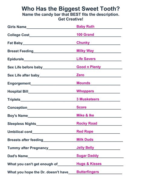 Our free printable baby shower games will surely delight your guests, and keep them entertained all throughout the party Best baby shower game with the answers! The sheet with ...