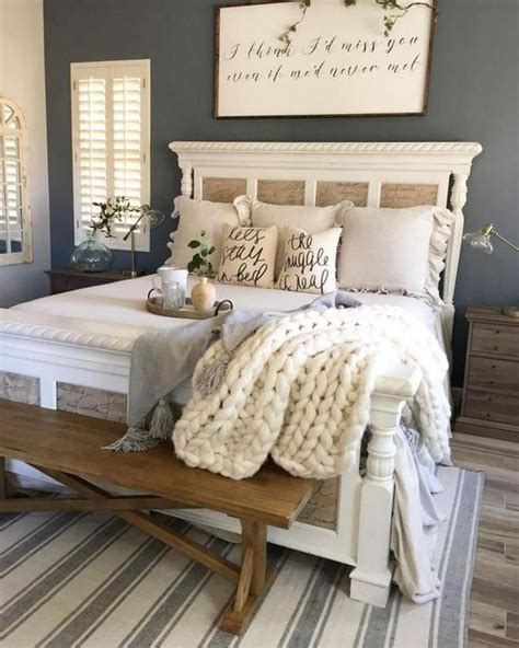 The floor to ceiling window bring living at a farmhouse has a lot of perks, especially if you love to be surrounded by nature and less noise. 10 Beautiful and Simple Farmhouse Bed | Home decor bedroom, Remodel bedroom, Farmhouse bedroom decor