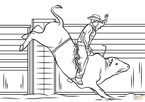 Cowboy Riding A Bull Coloring Page Free Printable Coloring Pages