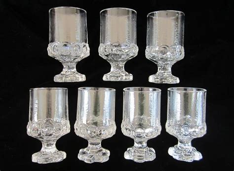 Franciscan Madeira Wine Glasses 7 Pc Vintage 1970s Clear Ice Textured