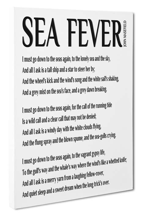 Sea Fever By John Masefield Canvas Print Wall All Typography Poem Word Art Ebay