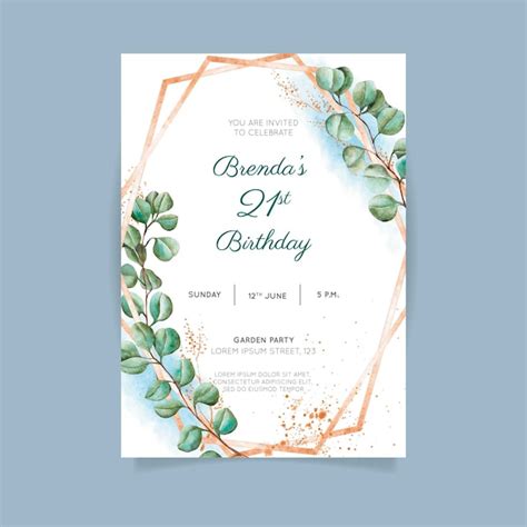 Free Vector Floral Birthday Invitation Template