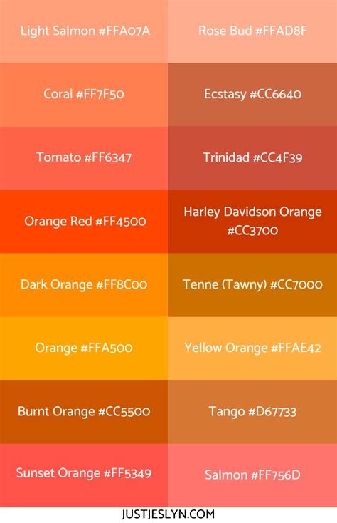 Orange Color Palette Code Astrid Landers