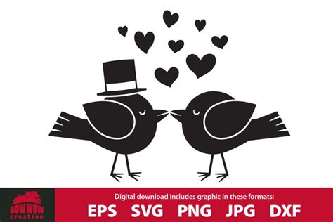 Love Birds Kissing With Hearts Svg Cutting File And Clipart
