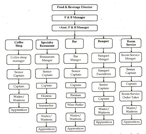 Organization chart in hotel industry / sample hotel organization chart, as per the size of the hotel organization chart with board of members, general manager etc. Organizational chart of food and beverage department ...
