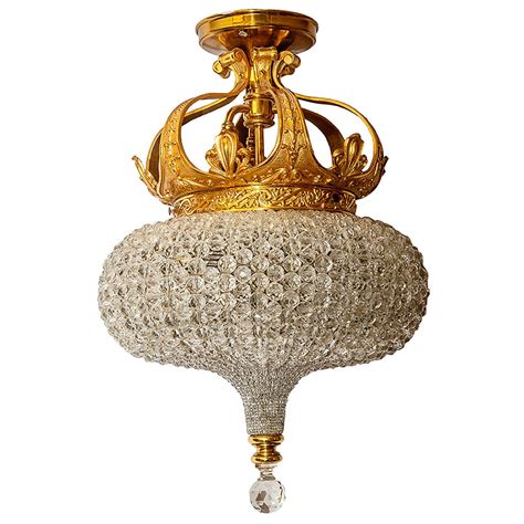 Early 20th C French Beaded Crown Shaped Chandelier At 1stdibs