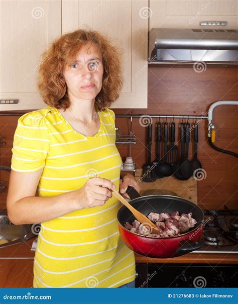 Woman Roasting Meat Stock Photos Image 21276683