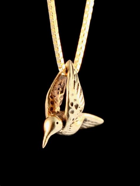 Hummingbird Necklace 14k Gold Solid 14k Gold Charm Etsy