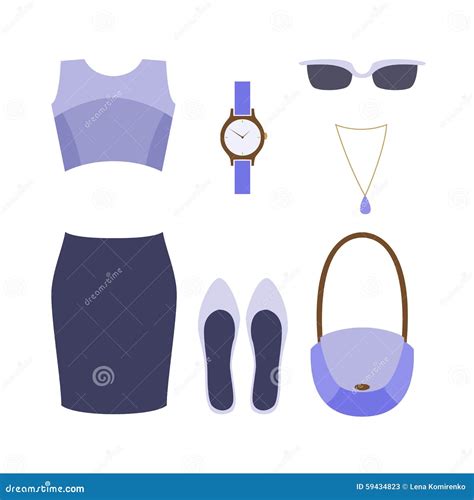 Set Of Trendy Women S Clothes Stock Vector Illustration Of Necklace