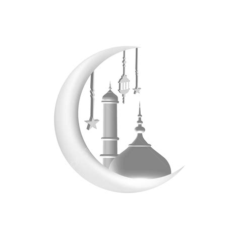 Gambar Idul Fitri Desain Bulan Sabit Dan Masjid Salam Islam Muslim