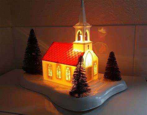 Vintage Christmas Light Up Musical Church By Noma