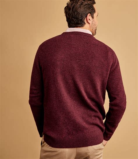Berry Marl Mens Lambswool Crew Neck Sweater Woolovers Us
