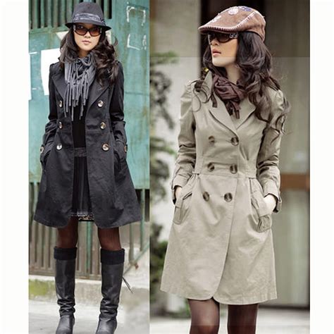 slim fit trench double breasted coat on luulla