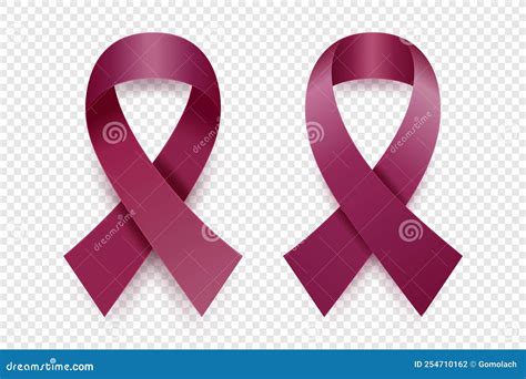 Vector 3d Realistic Burgundy Ribbon Set Multiple Myeloma Cancer