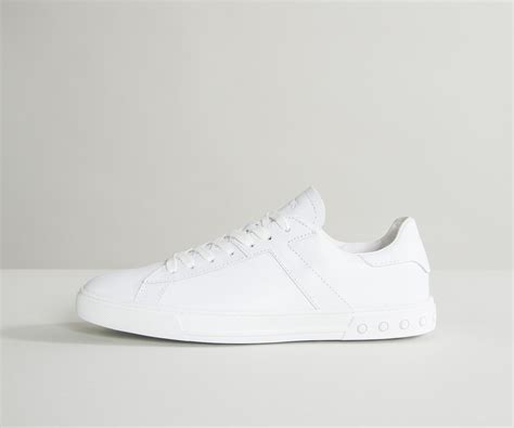 Tods Plain Lace Up Leather Trainers White