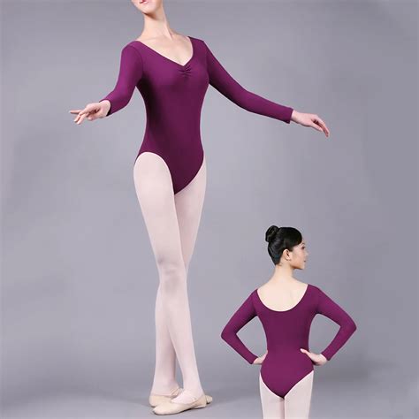 Long Sleeve Ballet Leotard Black Shiny Spandex Lycra Ballet Dance Bodysuit Girls Gymnastics