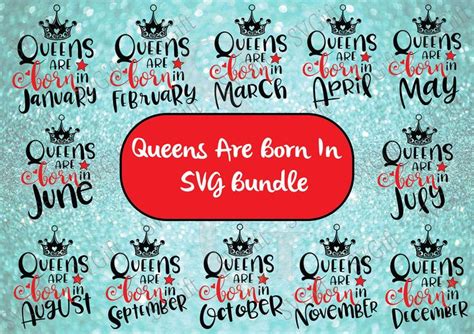 Queen Are Born In Svg Birthday Svg Bundle Birthday Queen Etsy