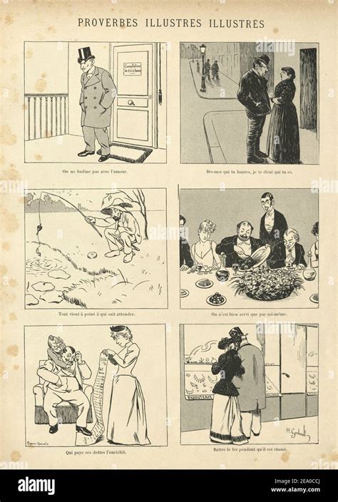 Victorian French Cartoons Proverbes Illustres By Henry Gerbault