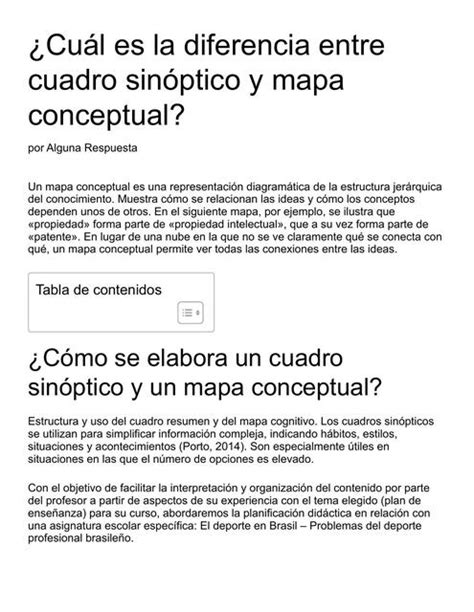 Cu L Es La Diferencia Entre Cuadro Sin Ptico Y Mapa Conceptual 103788