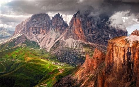 Italien Südtirol Dolomiten Berge Alpen Wolken Dämmerung