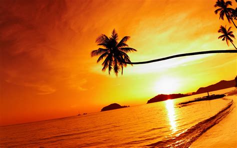 Tropischer Strand Sonnenuntergang Mak Insel Thailand X Hd Hintergrundbilder Hd Bild