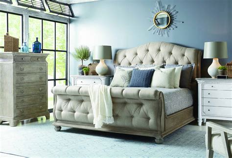 Lusso queen headboard with rails and tufting. Summer Creek Shoals Upholstered Tufted Sleigh Bed - ART ...