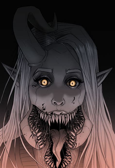 Artstation Demon Girl Sketch Nyctoinc Illustrations Horror Art Dark Fantasy Art Scary