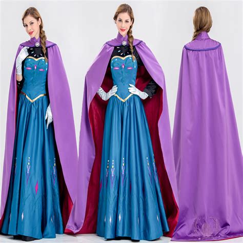 Frozen Anna Princess Elsa Queen Adult Halloween Costume Princess Long