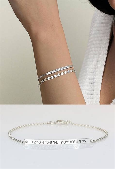 We did not find results for: Graduation gift for her Engraved bracelet with coordinates ...