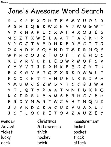 Janes Awesome Word Search Wordmint