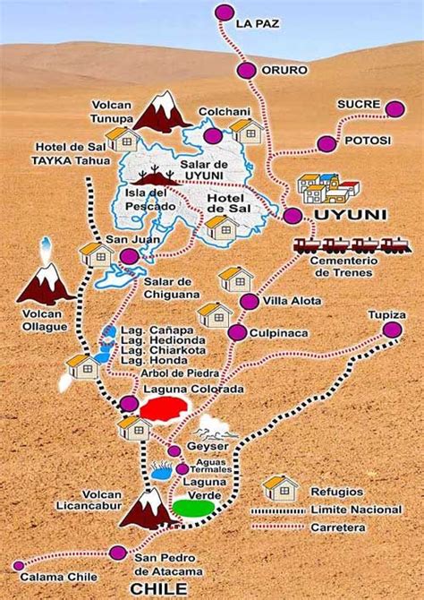 Uyuni Map Gallery How To Get There Map Of The Salar De Uyuni