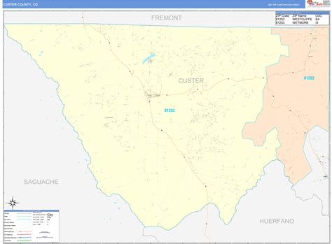 Custer County Co Wall Map Color Cast Style By Marketmaps