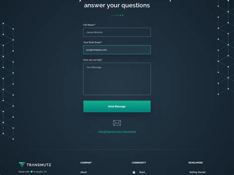 Transmute Contact Form By Charles Haggas For Brightscout On Dribbble