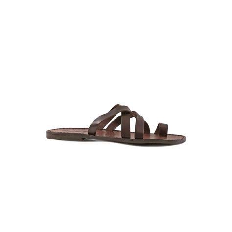 mens brown leather thong sandals handmade in italy gianluca the leather craftsman