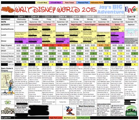 Template For Wdw Itinerary Calendar Template Printable