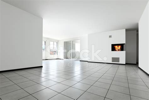 New Apartment Empty Room With White Tiled Floor Stock Photo Royalty