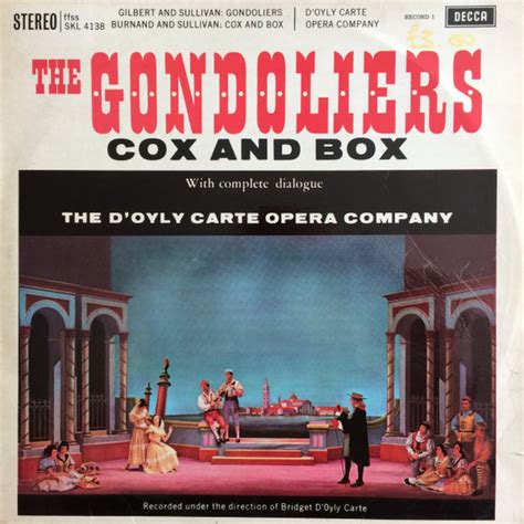Gilbert And Sullivan Doyly Carte Opera Company The Gondoliers Record 1 Cox And Box 1961