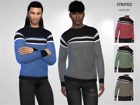 Sims 4 Striped Sweater By Puresim At Tsr The Sims Book