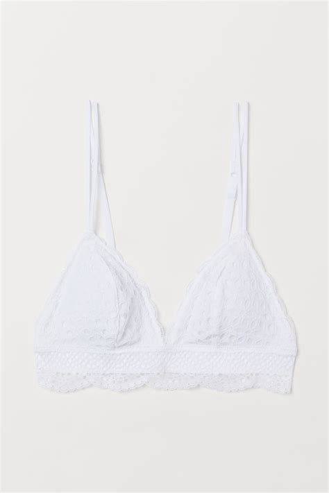 Padded Lace Triangle Bra White Ladies Handm In