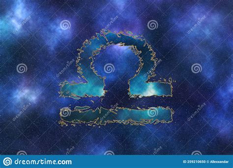 Libra Zodiac Sign Night Sky Background Stock Illustration