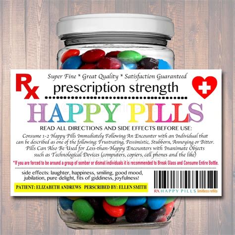 EDITABLE Happy Pills Label Funny Gag Gift Professional Office | Etsy