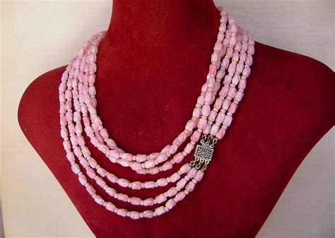 Vintage Angel Skin Coral Long Necklace Sterling By Justsparkles