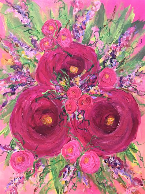 Pink Flowers Flower Painting Floral Painting Painting