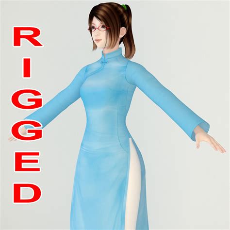 t pose rigged model of natsumi in ao dai d model rigged cgtrader my xxx hot girl