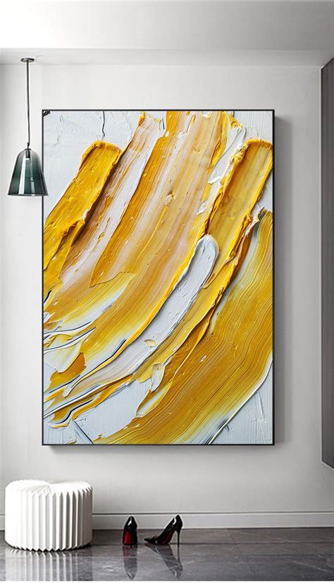 Abstract Yellow White Oil Paint Brush Mixing Splashing Design