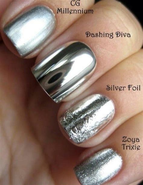 Silver Nail Polish Chrome Nails Nails