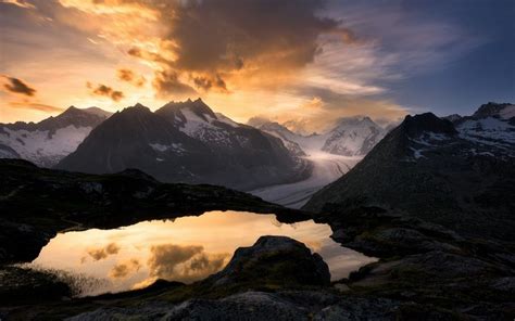 507282 Nature Landscape Sunrise Glaciers Clouds Fjord Mountain Snowy