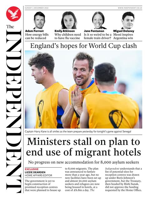 Independent On Sunday Front Page Th Of December Tomorrow S