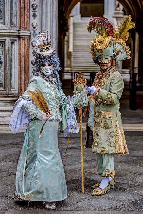 Venice Carnival 29 These Two Colorful Models Are Posing By One Of
