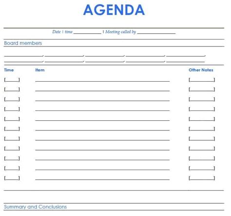 21 Free Agenda Template Word Excel Formats